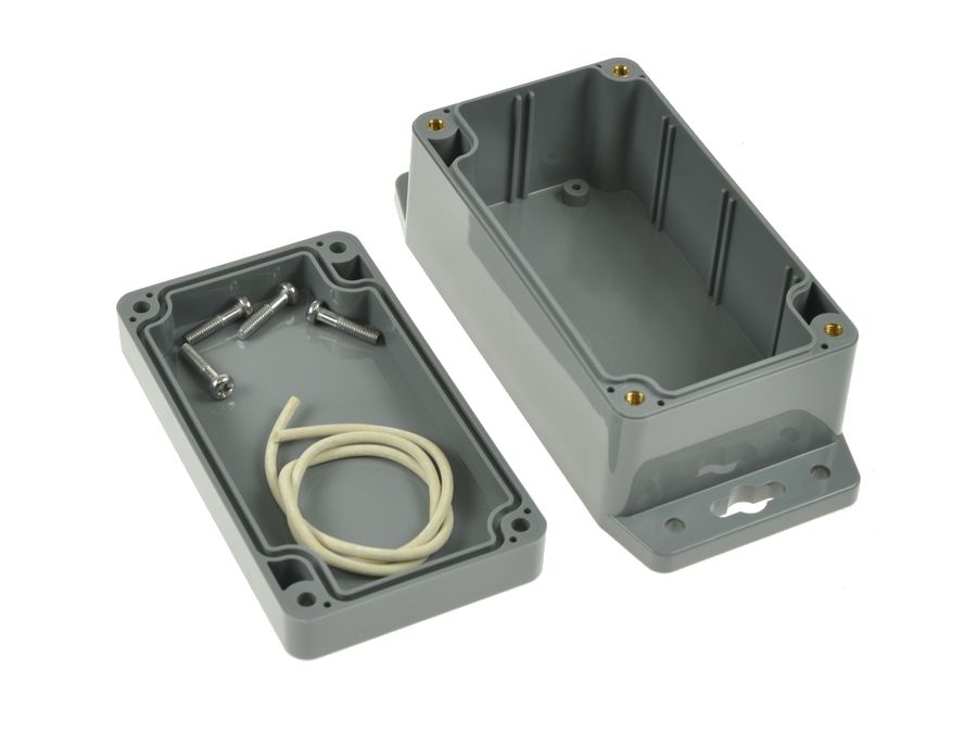 Plastkabinet m. flanger - Mørkegrå, IP65 (115x65x55mm)