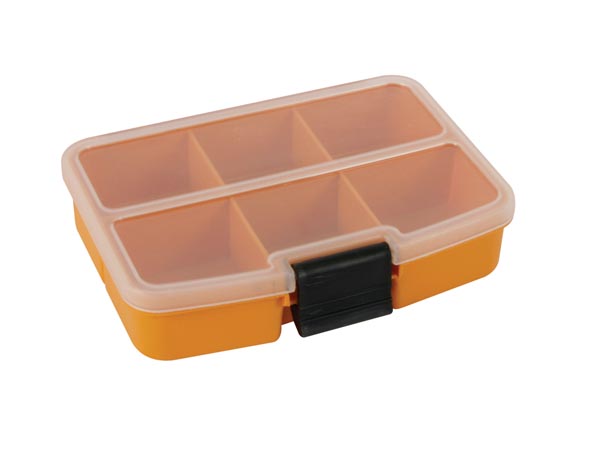 Småtingsæske m. 6 faste rum - Orange, 134x101x31mm