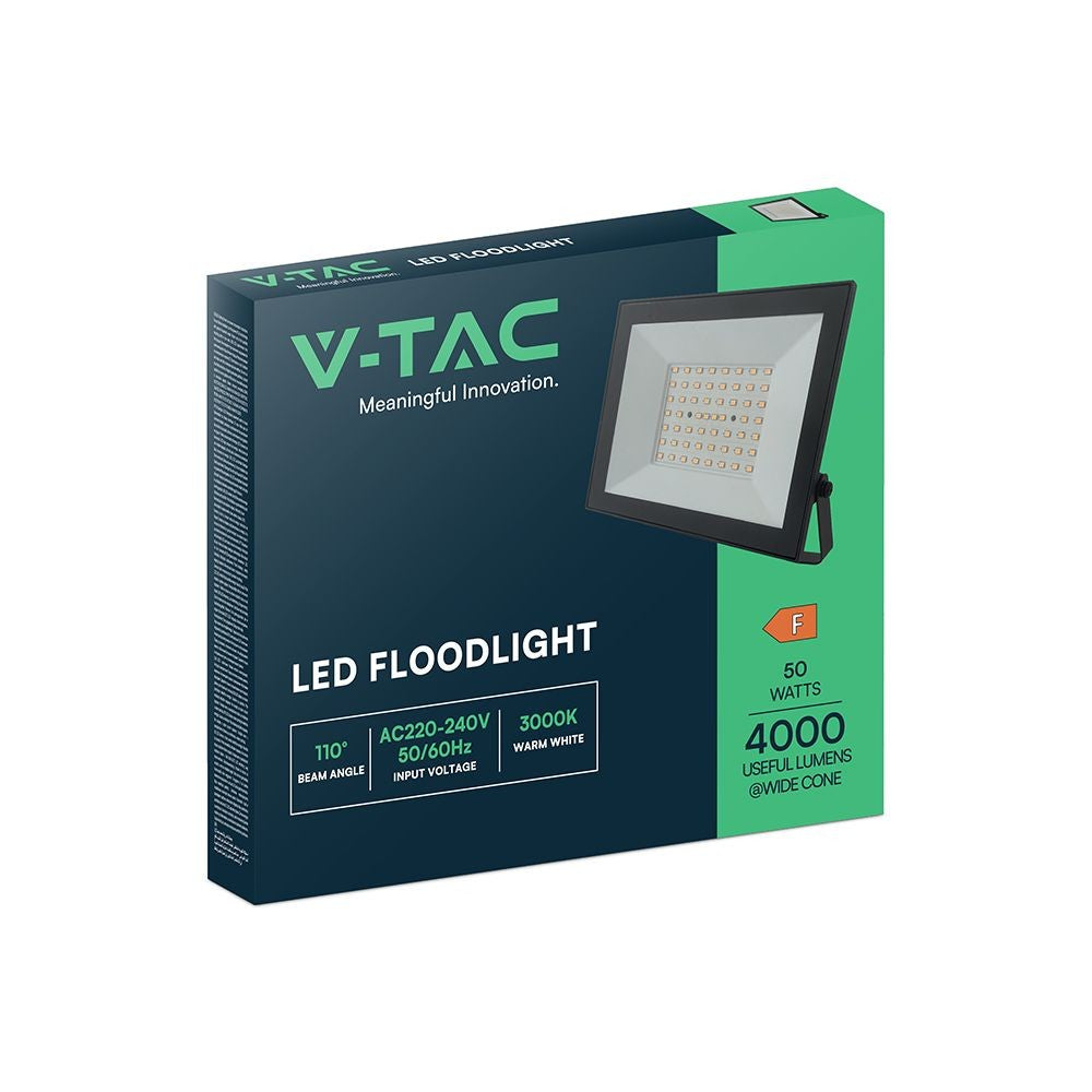 V-Tac 50W LED projektør - Arbejdslampe til udendørs brug, 4500lm, RA80, IP65