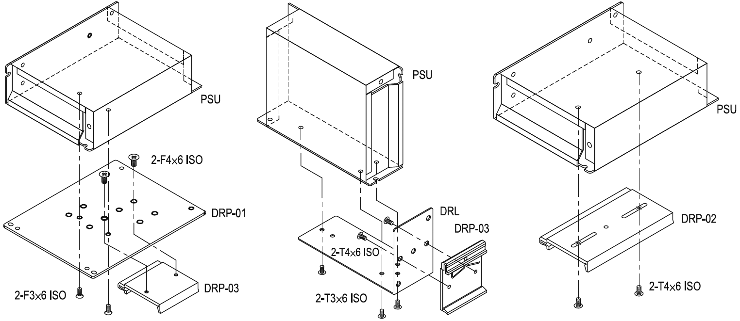 DIN-skinne monteringsholder til strømforsyning