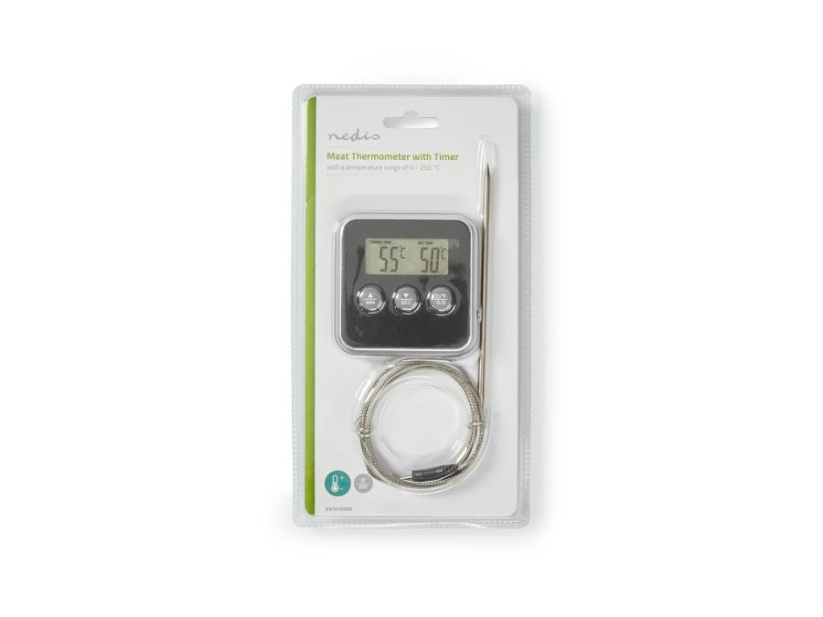 Stegetermometer - 0-250 °C, Digitalt Display, Timer-Sort