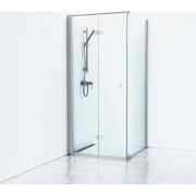 Skoga Brusehjørne Folde/Fast 100x83 Alu Mat/Klart glas IntGr