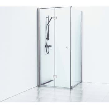 Skoga Brusehjørne Folde/Fast 100x83 Alu Mat/Klart glas IntGr