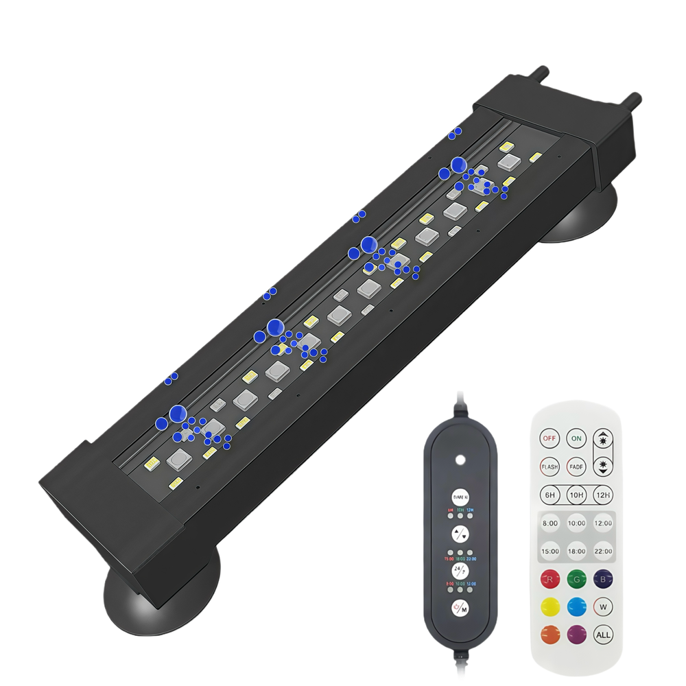 30 cm RGB+NW Akvarie Armatur - 10W, IP68, Kan Tilsluttes Luftpumpe