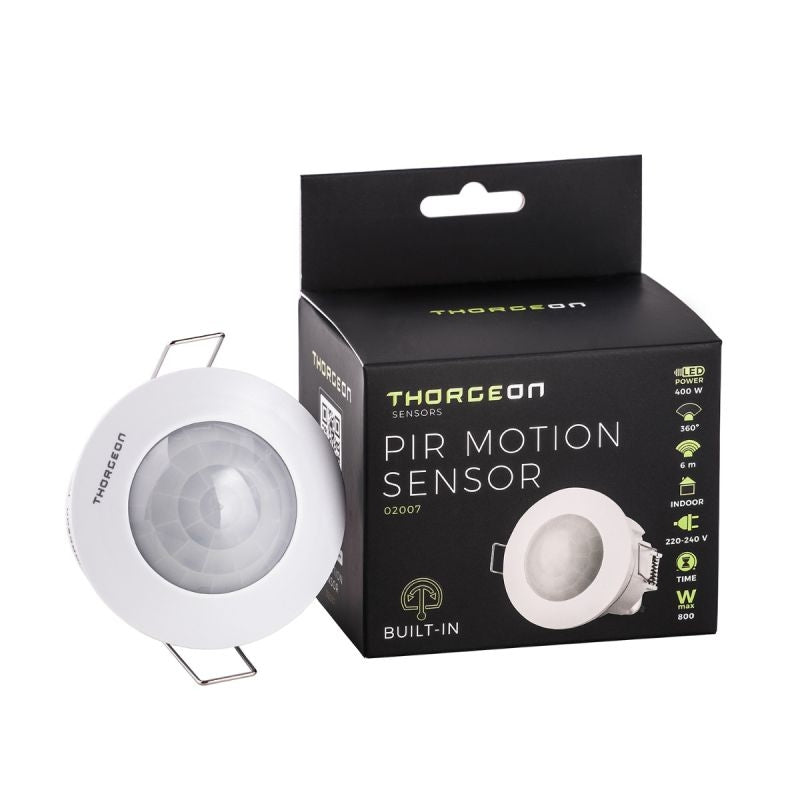 Bevægelsessensor til indbygning - LED venlig, hvid, PIR infrarød, IP20 indendørs