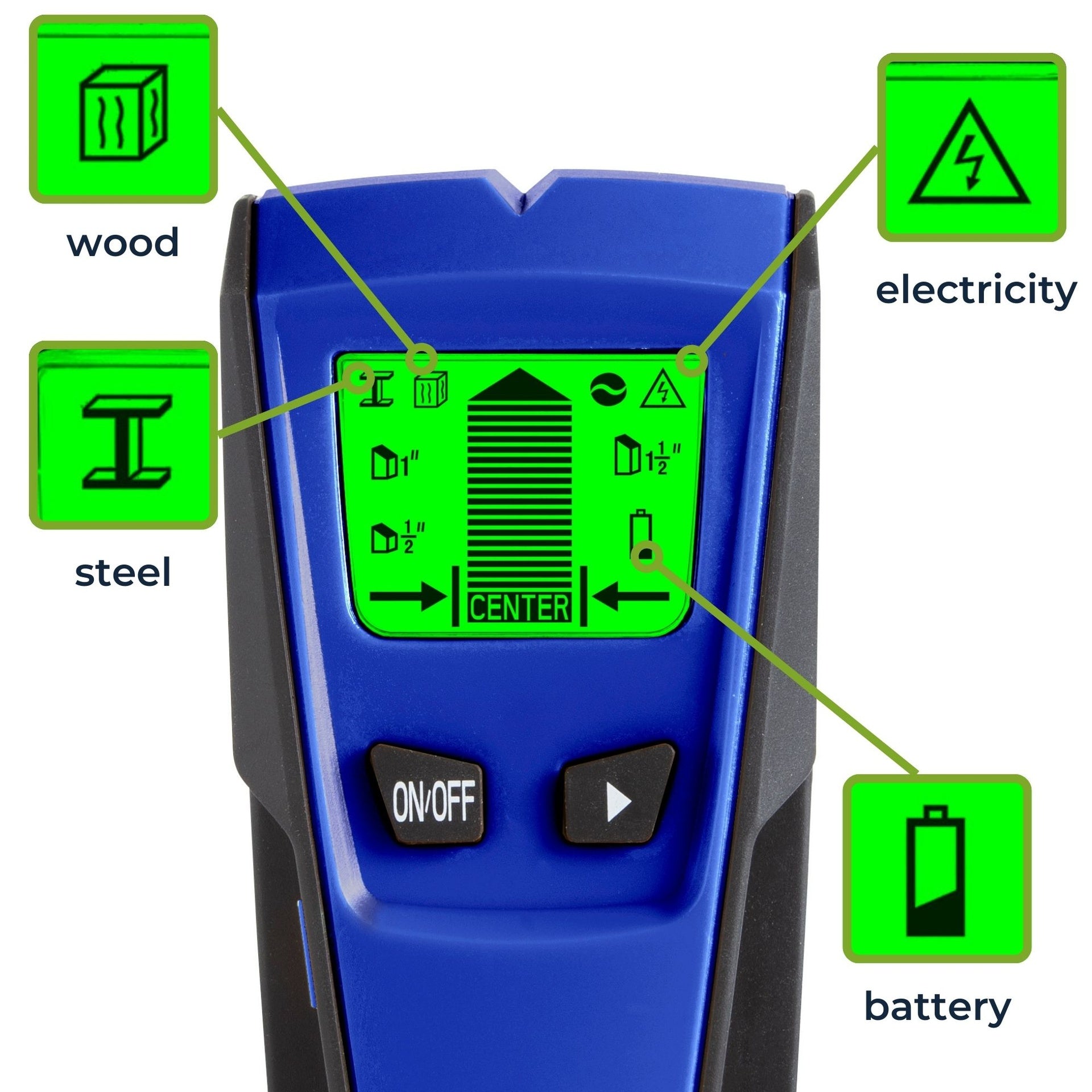 Kontaktfri kabelsøger, multidetektor m. LCD display, 13-60mm