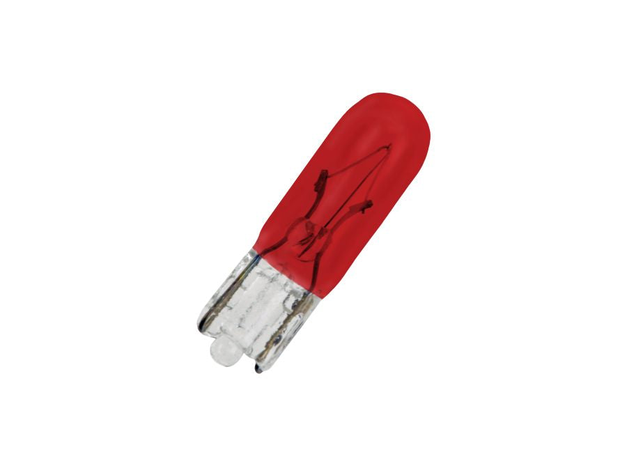 T5 autolampe - 24V / 80mA / 2W 5x20mm, W2x4,6d sokkel, Rød