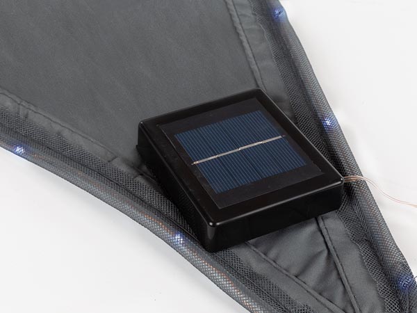 Trekantet solsejl m. LED kantlys - 3,6 x 3,6 x 3,6m MØRKEGRÅ