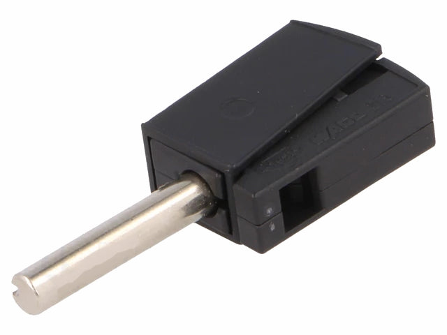 4mm Bananstik m. ledningsklemme - Sort, 20A