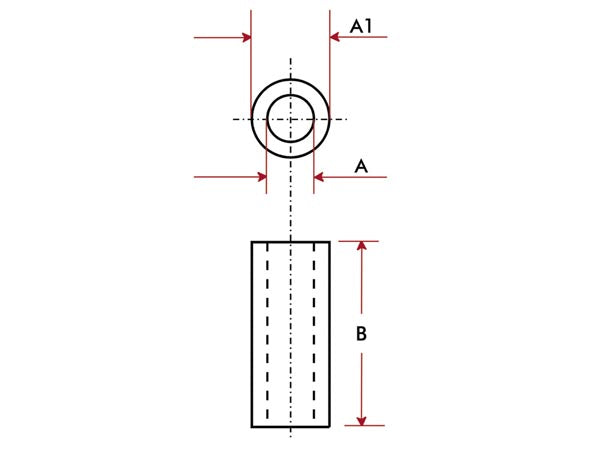 Afstandsstykke - 8mm aluminium (M3)