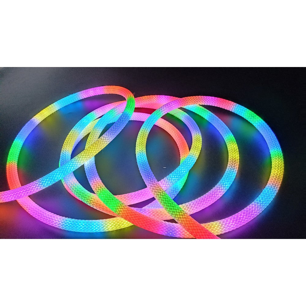 3m RGBIC Neon flex slange med Bluetooth App og fjernbetjening - Vævet reb, USB-opladning - Komplet sæt til lysdekorationer.