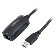 USB 3.0 Repeaterkabel - A han til A hun, Sort (5m)