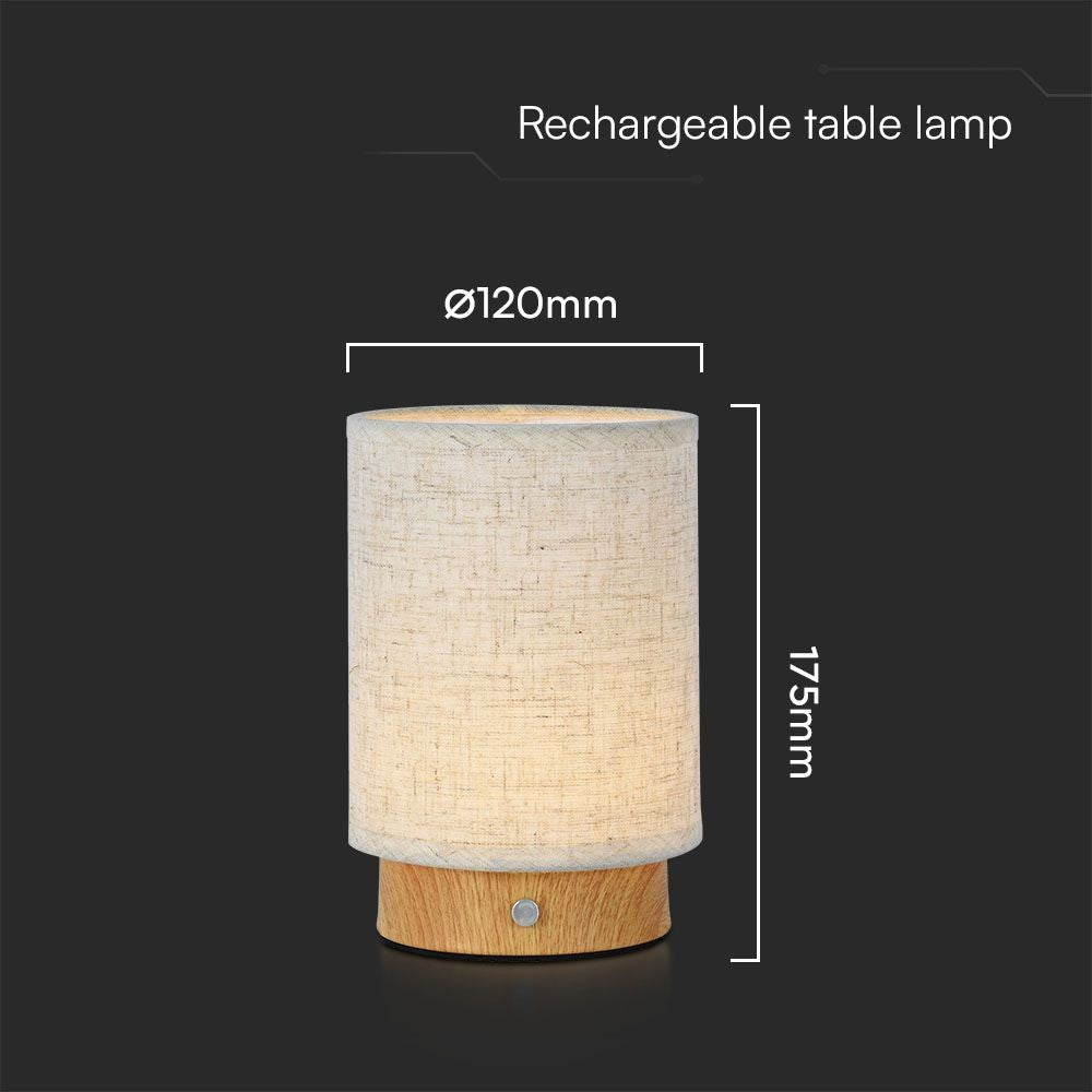 Opladbar LED bordlampe med touch-dæmpning, 3000K lysstyrke og beige hus