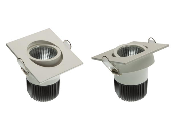 LED indbygningsspot - 230V / 9W kvadrat hvid kip, Varm Hvid