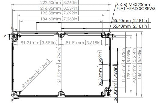 G124 aluminiumskabinet - IP65 (146x222x55mm)