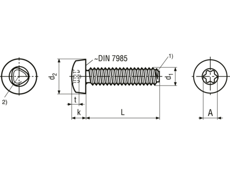 Maskinskrue, knaphoved - M5x30mm, TORX® T25 (10 stk.)