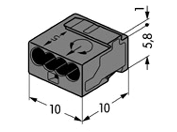 SAMLEMUFFE 4 X 0,6 - 0,8 MM GRÅ