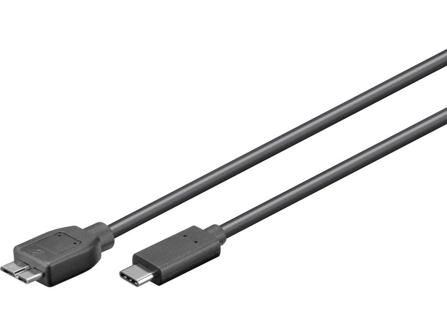 USB 3.0 SuperSpeed kabel - C han til Micro B han, Sort (1m)