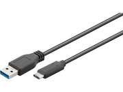 USB 3.0 SuperSpeed kabel - A han > USB-C han, 3A Sort (0,5m)
