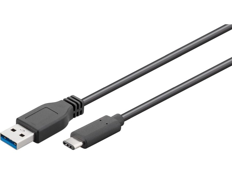 USB 3.0 SuperSpeed kabel - A han > USB-C han, 3A Sort (0,5m)