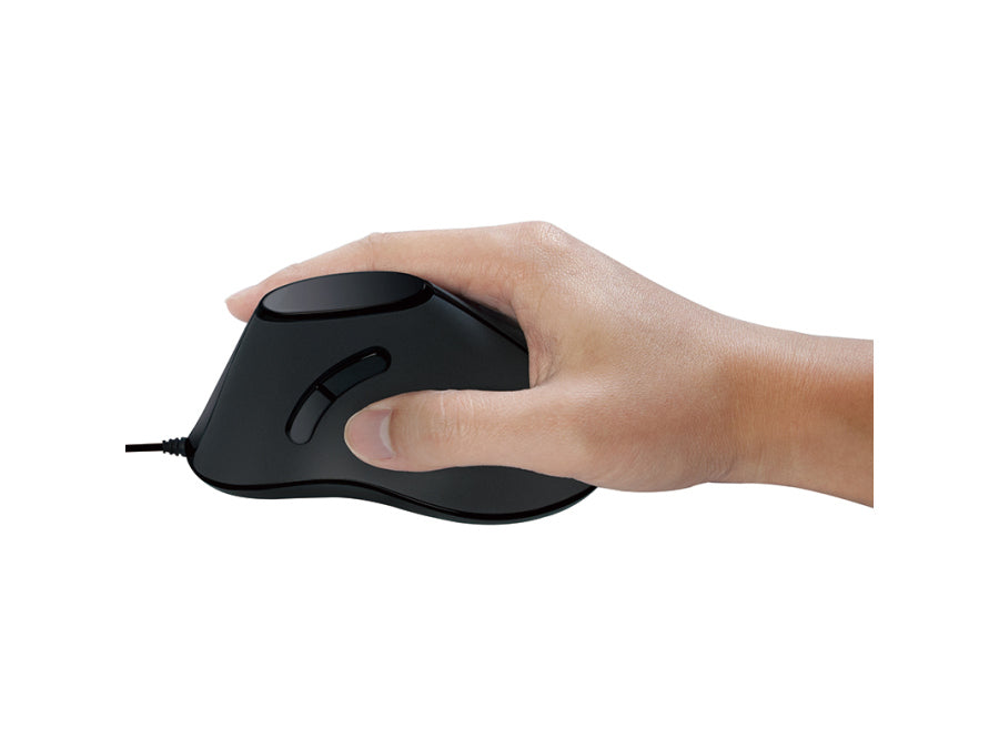 Mus - Ergonomisk, vertikal, 5-knapper, Sort