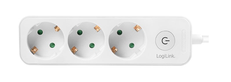 Stikdåse - 3 x CEE7/3, IP20, tænd/sluk-knap, Hvid