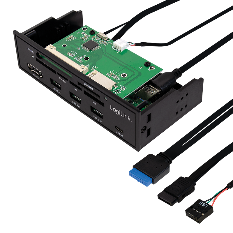 5,25" Multifunktions-Panel m. USB hub, kortlæser og eSata