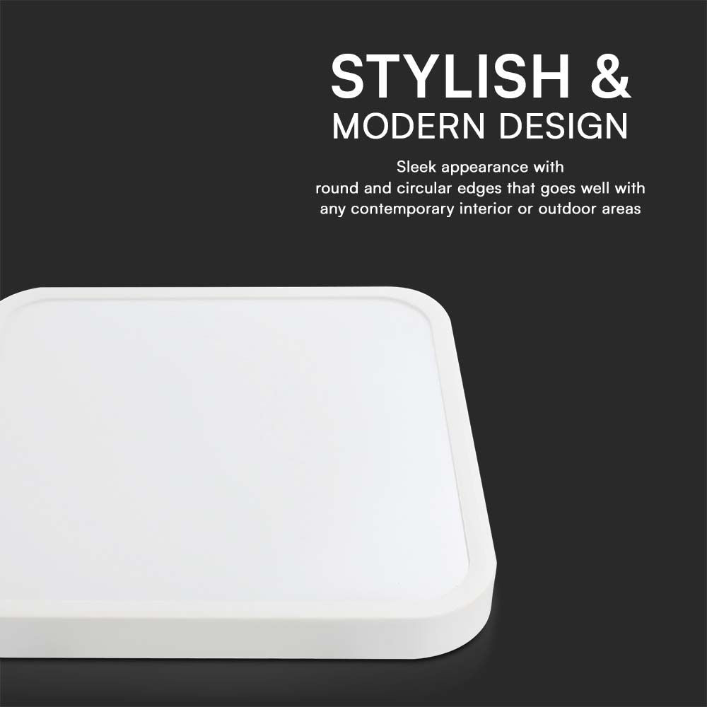 24W LED Dome - Samsung Chip, 4000K, Firkantet, Hvid Ramme, IP44 (inkl. 5 års producentgaranti)