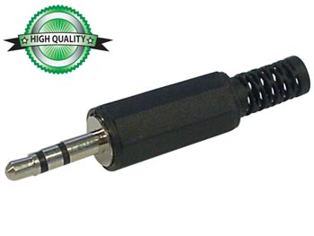 JACK stik - 3,5mm stereo han, Sort plast, til ledning (HQ)