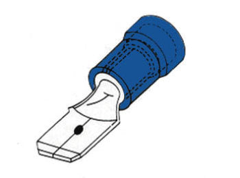 Blå kabelsko - Spadestik 4,8mm han, 1,5-2,5mm² (10 stk.)