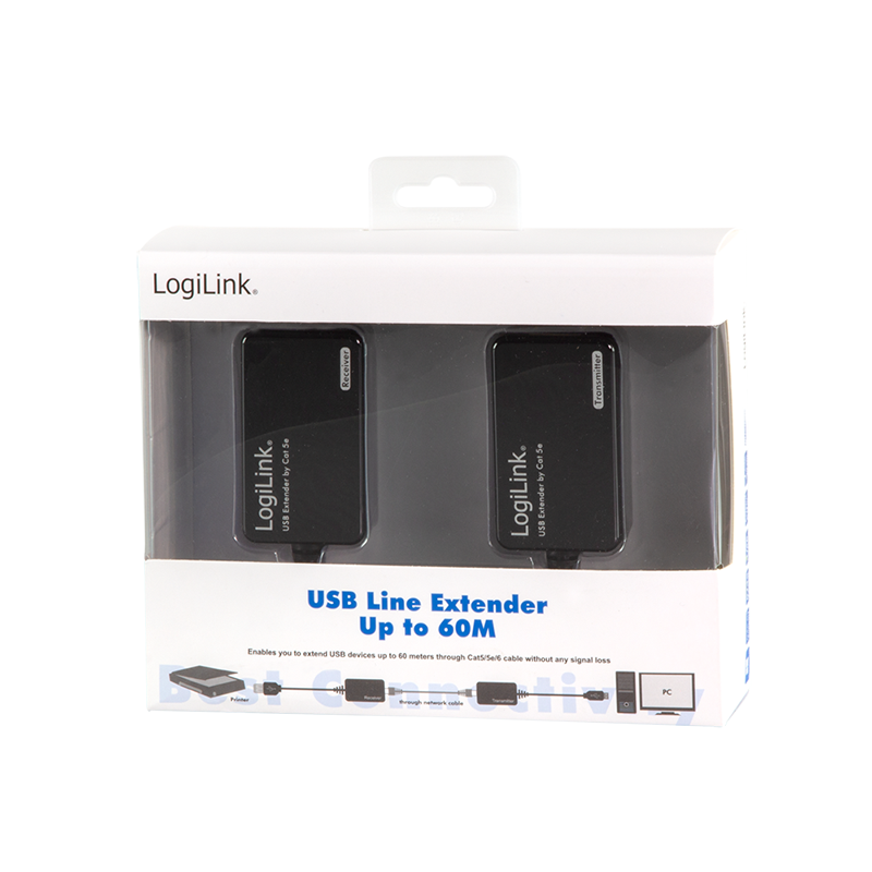 USB 2.0 extender via Cat5/6 UTP kabel (op til 50m)
