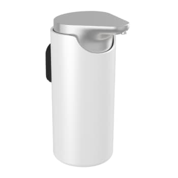Sæbedispenser, børstet stål/hvid