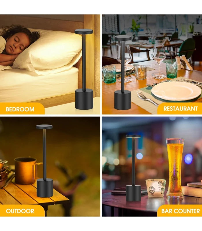 Opladelig LED bordlampe, Sort, touch dæmpbar