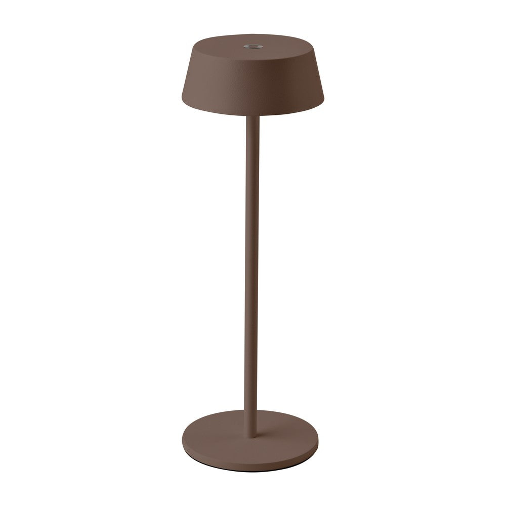 LED bordlampe 2W i Corten-finish med varm hvidt lys (3000K) og beskyttelse mod vandstænk (IP54)
