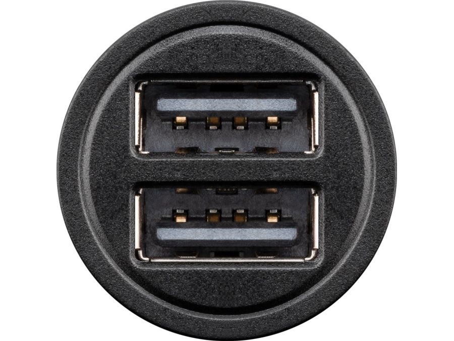 Dobbelt USB billader - 2 x USB A hun (4,8A), Sort