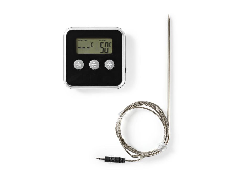 Stegetermometer - 0-250 °C, Digitalt Display, Timer-Sort