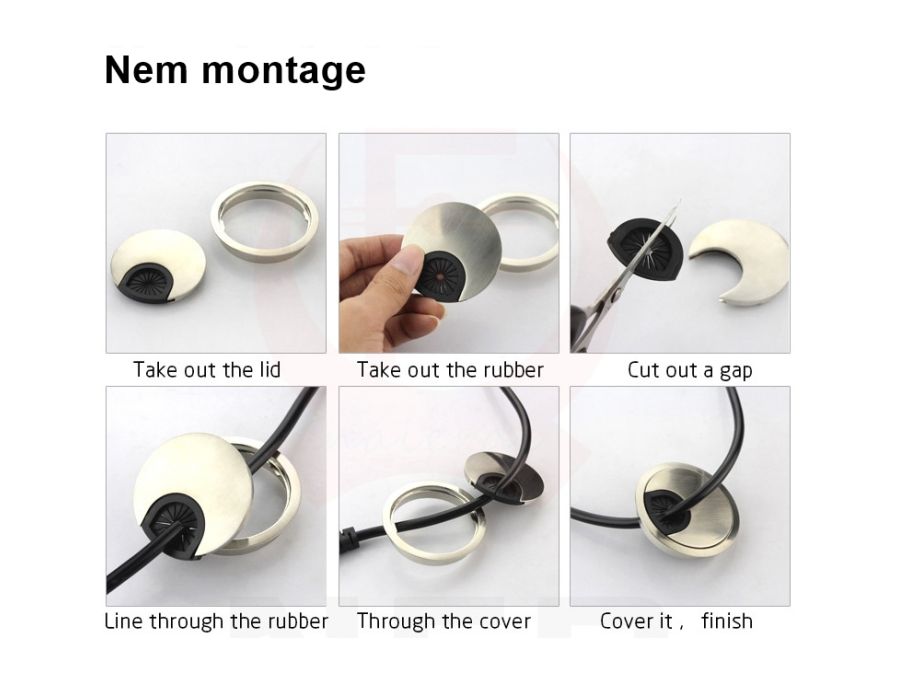 Bord-kabelgennemføringsflange - Børstet stål, Ø60mm