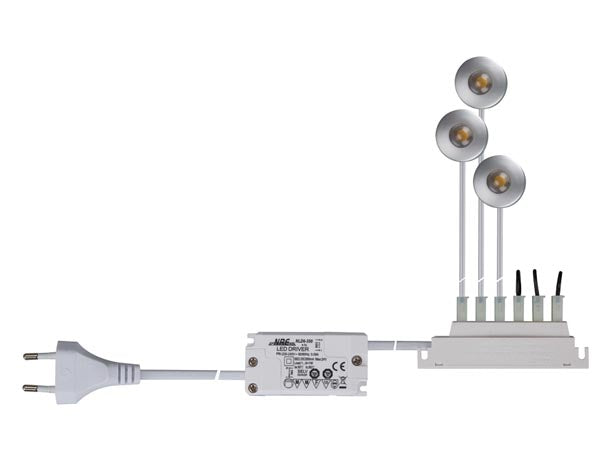 Indendørs LED kit til overflademontage - 3 x 1W, Varm hvid