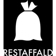 Piktogram restaffald, i folie, selvklæbende, 12 x 12 cm, sort