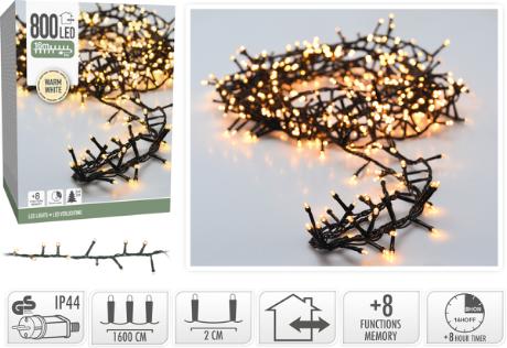 Snake lyskæde 800 varm hvid led, IP44, timer 8/16t