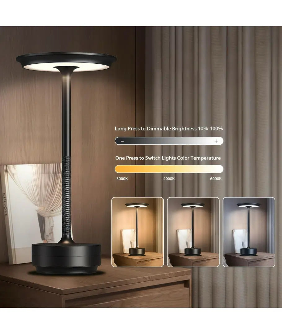 Sort LED bordlampe med touch-dæmpning og justerbar farvetemperatur (CCT) - 5W, 500lm, RA80, IP20