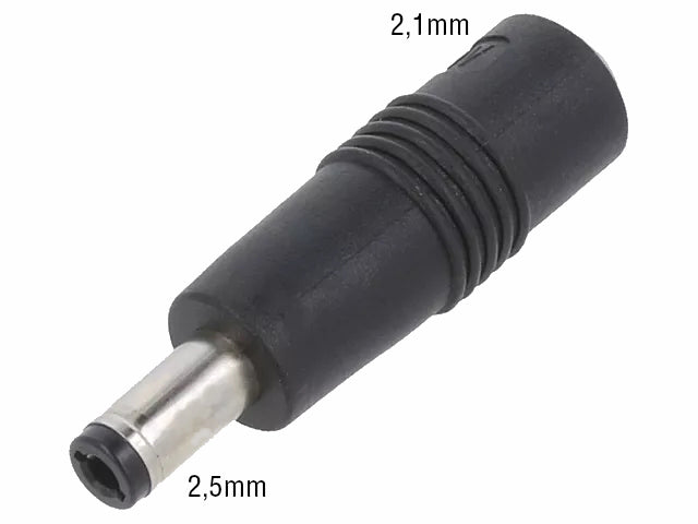 DC adapter - Ø5,5x2,1mm hun til 5,5x2,5mm han