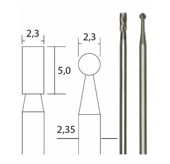 Hårdmetal fræser kugle/Cyl.