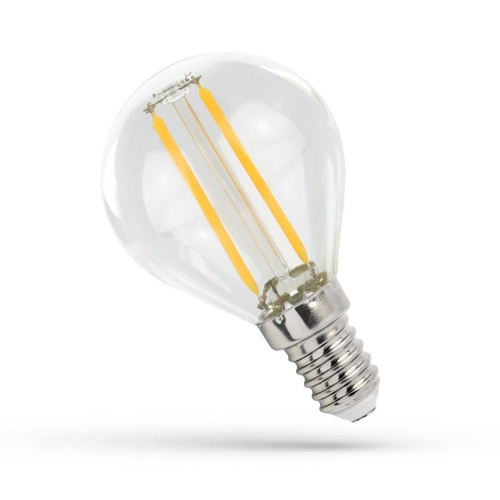 1W LED kronepære - G45, kultråd, klart glas, E14, 100lm, RA80
