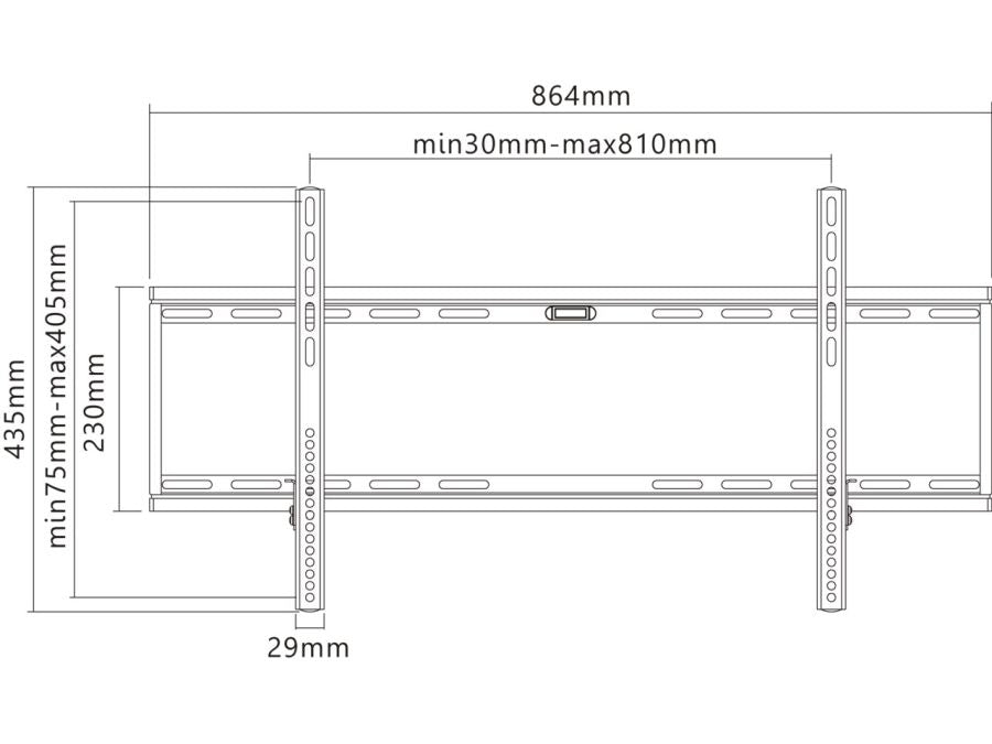 TV vægbeslag - 43-100" fikseret, maks. 75kg