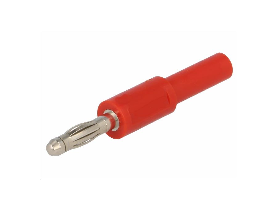 Bananadapter - 4mm han til 2mm hun, Rød