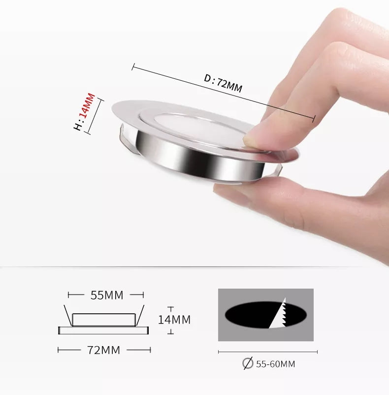 LED indbygningsspot - 12V 3W, Varm Hvid, IP65 (Ø72mm)