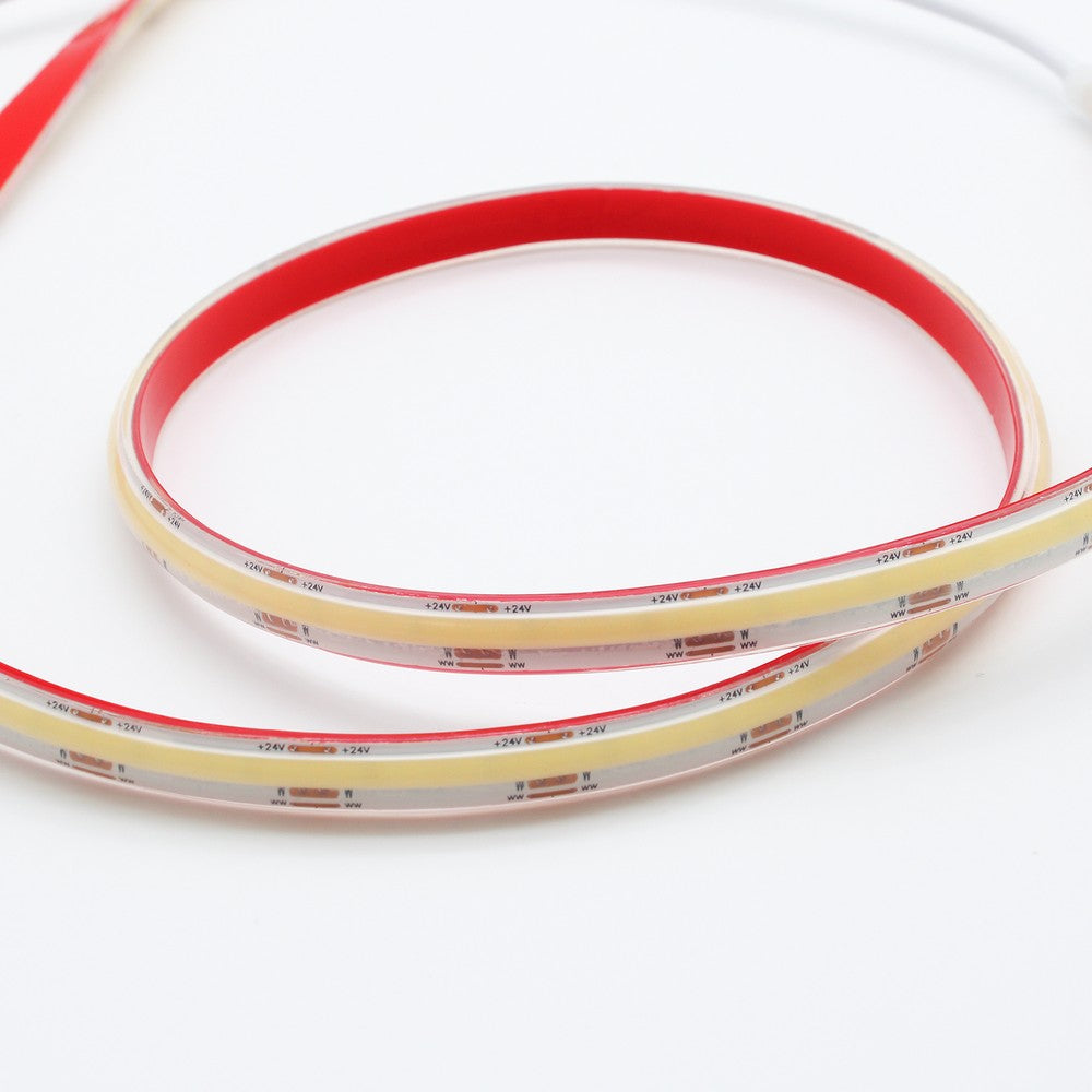5m COB CCT LED strip RA90 - 20W/m, 24V, IP68, 576 LED pr. meter - Høj kvalitet, 20W/meter, 24V, Vandtæt IP68, 576 LED pr. meter, RA90 - Perfekt til belysning med naturlig farvegengivelse.