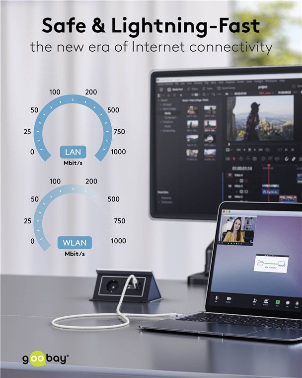 USB-C™ 3.1 til RJ45 netværkskabel, Hvid (1m)