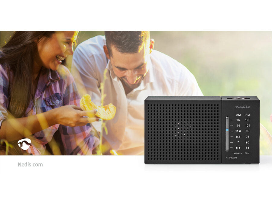 Bærbar FM-radio - AM/FM, Batteri, Analog, Sort